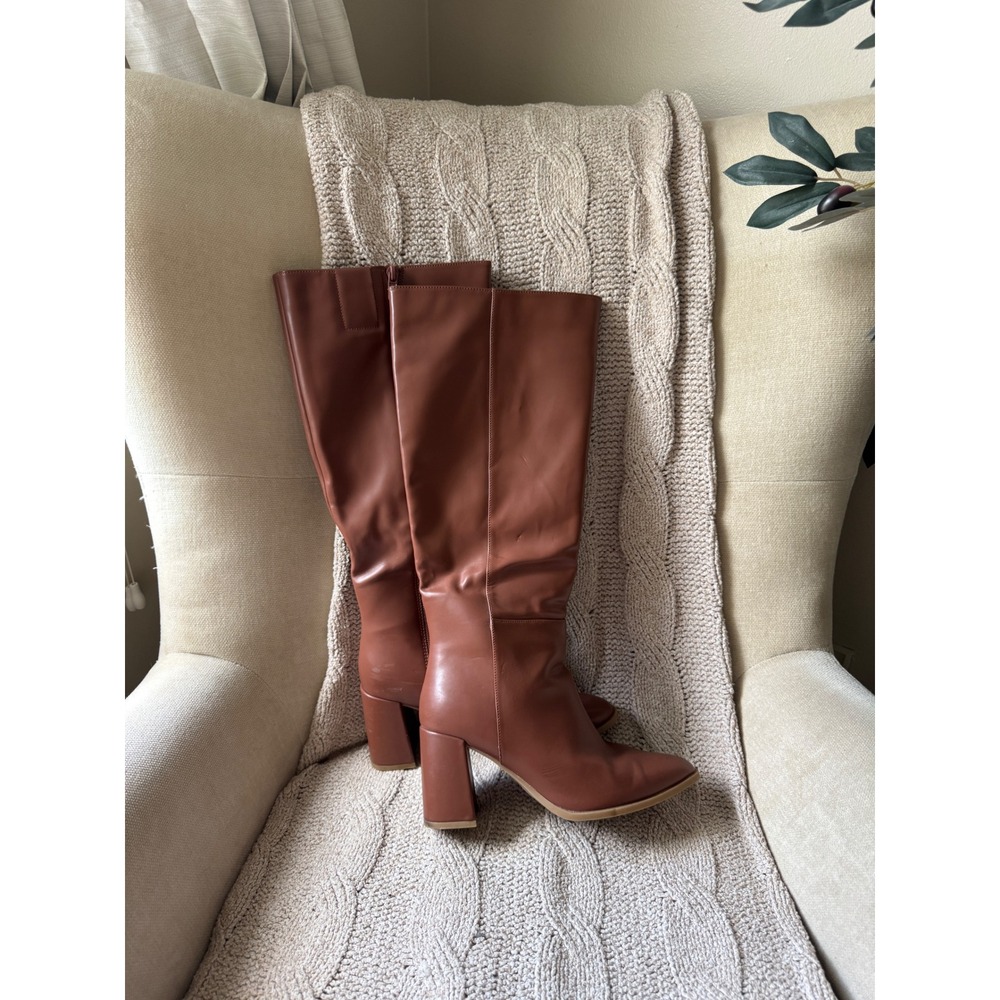 Target Cognac Brown Knee High Block Heel Pointed Toe Boots Womens 6.5 F16906329